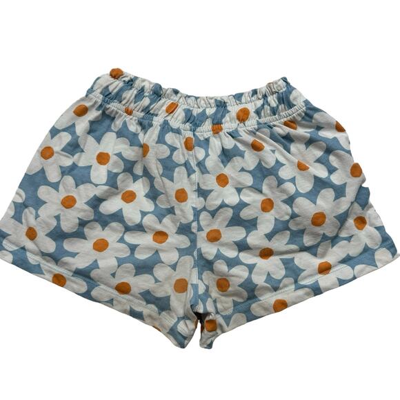 PRIMARY Blue Daisy Pull On Cotton Shorts Size 6-7 Kids Pockets Drawstring - Picture 2 of 4